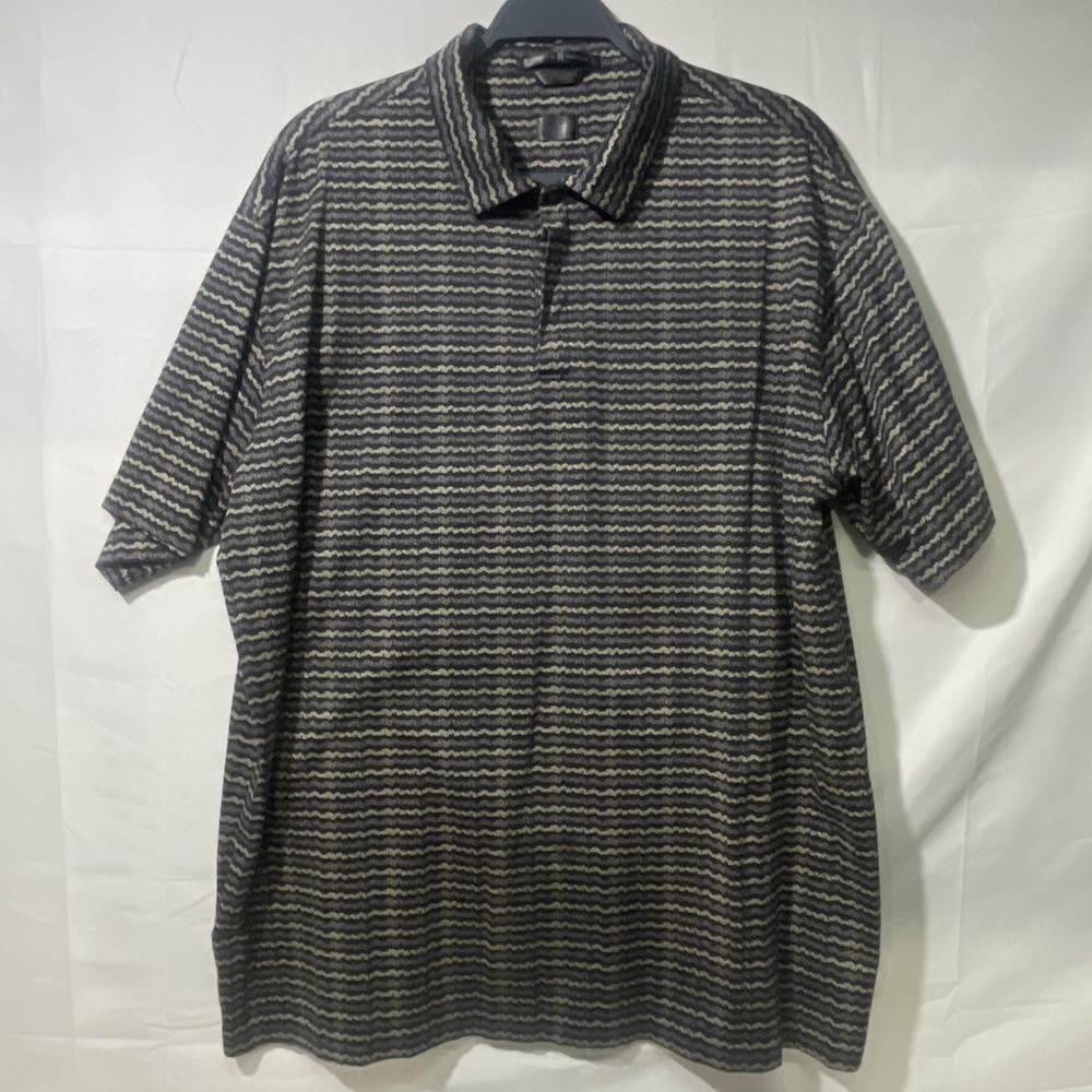 VINTAGE Tiger Woods Collection Golf Button Up Black & Brown Shirt Men's XL